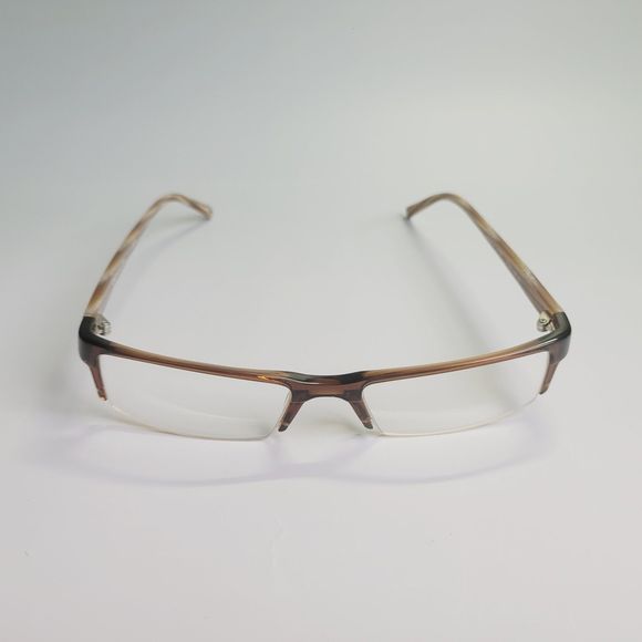 O&X New York OP-34 eyeglasses brown stripe rectangular full frame 51-18 145 C7 - Picture 2 of 11